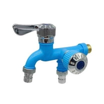 4-Port Plastic Washing Machine Faucet - Dual Head Wall Mount Cold Water Splitter, 1 Inlet to 2 for Laundry & Utility Use