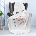 thumbnail image 4 of Live Laugh Love Soft Flannel Fleece Throw Blanket, Do List Design with Aspirations Reach Colorful Illustration, Cozy Plush for Indoor and Outdoor Use, 50" x 70", Navy Blue Scarlet, by Ambesonne, 4 of 5