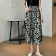 thumbnail image 3 of Women Lady Midi Skirt Pleated Elastic High Waist Floral Ruffle Chiffon A-line, 3 of 6