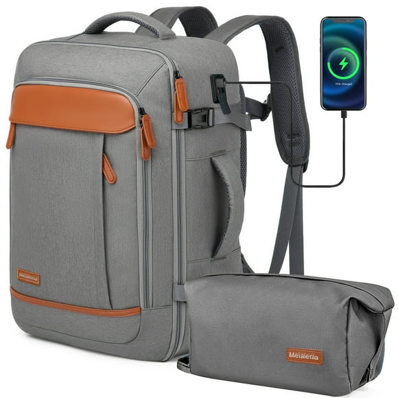 Melalenia 2PCS Travel Backpack Luggage Waterproof Airline Aprroved Carry-on with Toiletry Bag USB Port Comfortable