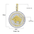thumbnail image 4 of 14K Yellow Gold Finish Baguette/Round Cut Simulated Diamond Zodiac Taurus Sign Astrology Horoscope Round Pendant Charm 2'', 4 of 4