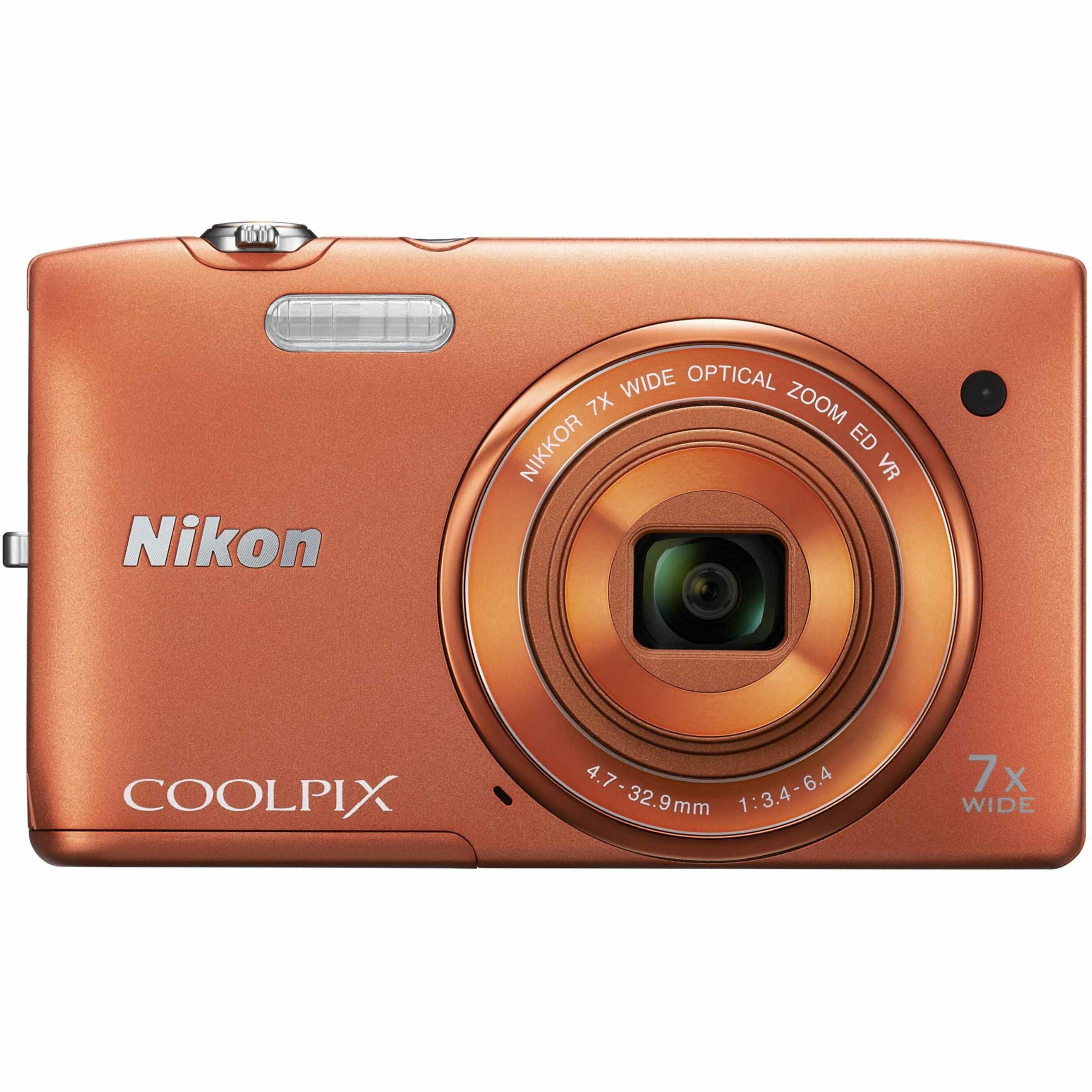 Munching eerlijk buitenspiegel Nikon Coolpix S3500 20.1 Megapixel Compact Camera, Orange - Walmart.com