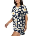 thumbnail image 2 of "Wukai Daisy Floral Women's Pajama Set - Short-Sleeve Top and Shorts with Elastic Waistband and Pockets for Loungewear, Yoga, and Casual Wear-XX-Large, 2 of 8
