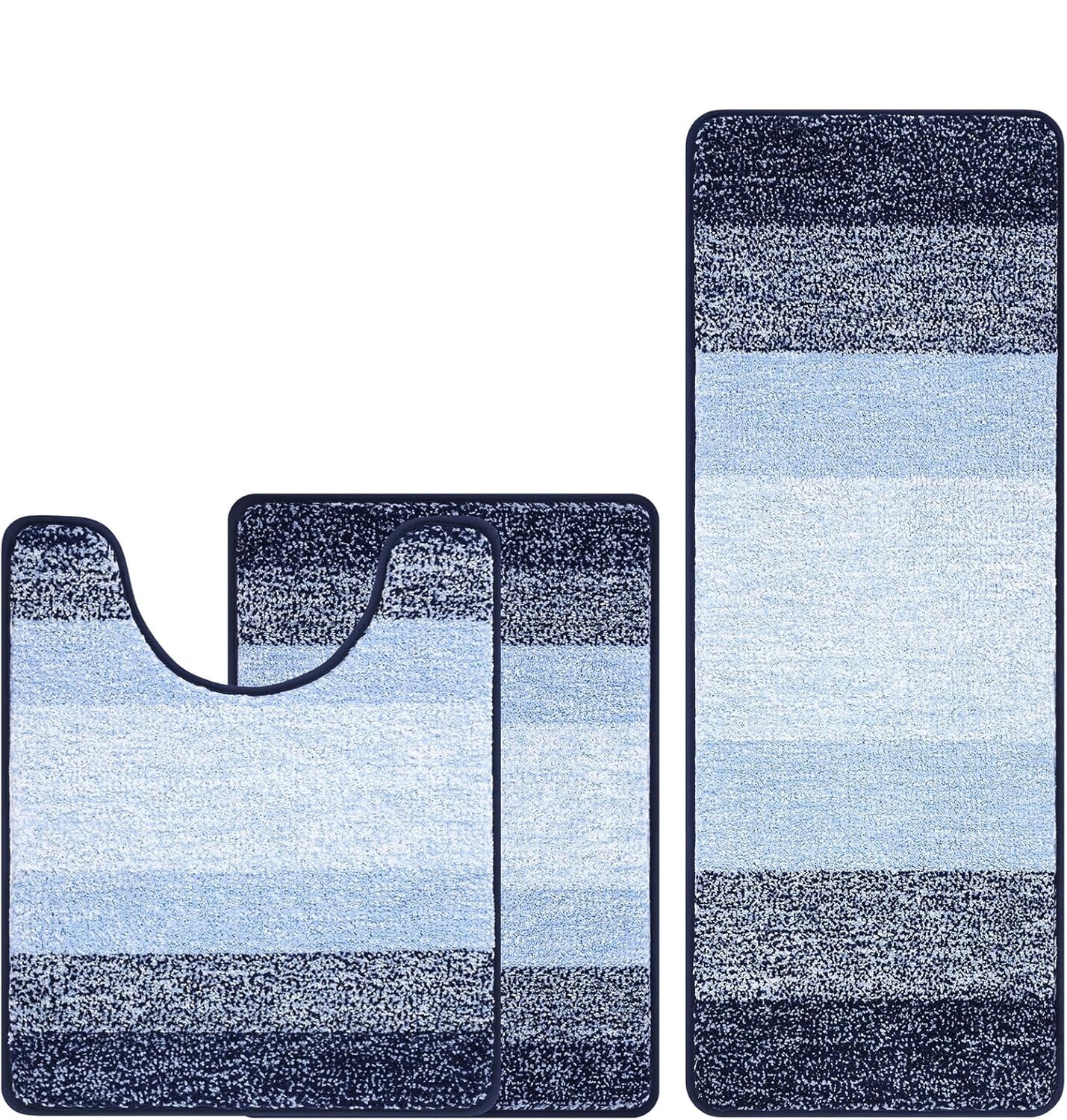 Bathroom Rugs, Yamaziot Bath Mat Set of 3, Absorbent Microfiber Non Slip Shaggy Ultra Soft Bathroom Runner with U Shaped Contour Toilet Mat for Tub Front, Shower Inside Floor