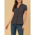 thumbnail image 6 of Unique Bargains Women's Casual Boyfriend Plaid Button Down Flannel Shirt S Dark Green, 6 of 8