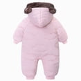 thumbnail image 6 of 1-6 Months Infant Hooded Snowsuit Rompers,Fleece Lined Zip Up Baby Jumpsuit,Warm Winter Outdoor Onesie for Newborn Infant Boys Girls 0 3 6 Months,Pink, 6 of 8