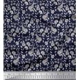 thumbnail image 1 of Soimoi Moss Georgette Fabric Leaves,Floral & Paisley Block Printed Fabric 1 Yard 42 Inch Wide, 1 of 3