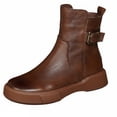 thumbnail image 2 of Purcolt Womens PU Leather Ankle Boots Vintage Trendy Pointed Toe Thick Sole Short Booties Comfort Elegant Slip-on Dress Boots with Side Strap for Travel Vacation Concert, 2 of 6
