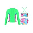 thumbnail image 2 of Sywiyi Kids Girls 3 Pieces Long Sleeve Zipper Rash Guard Swimsuit Tankini Swimwear Set Sunsuits UPF Colorful 12, 2 of 7