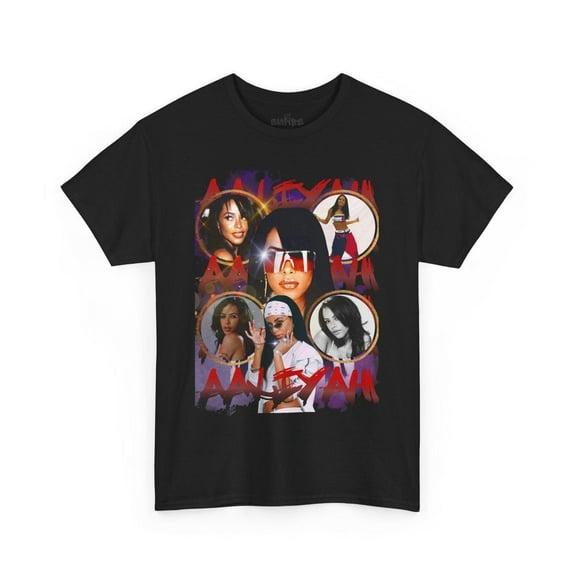 Aaliyah Tribute Shirt-Retro Graphic Unisex Heavy Cotton Tee,Back Color,Size M