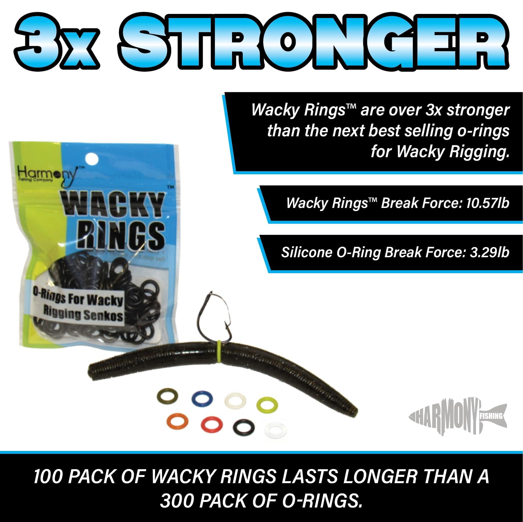 Wacky Rings - O-Rings for Wacky Rigging Senko Worms 100 orings for