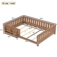 thumbnail image 6 of Bellemave Queen Size Floor Bed with Bookshelf, Wood Montessori Beds with Slats and Safety Guardrail, Low Profile Queen Bed Frame with Fence, No Box Spring Needed (Natural), 6 of 8