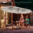 thumbnail image 3 of Gymax 15Ft Solar LED Patio Outdoor Double-Sided Umbrella w/ 48 Lights Crank Beige, 3 of 8