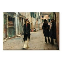 Elephant Stock Street In Venice 1882 Wall Art - Horizontal Canvas Wall Art - Living Room Wall Decor - People Canvas - Gray And Black Decor By John Singer Sargent - 12" x 8"