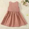 thumbnail image 2 of Toddler Girl Dress Summer Sleeveless Linen Cotton Dress Bow Kids Casual Dresses Clothes, 2 of 8