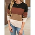 thumbnail image 6 of Female Sweaters Casual Long Sleeve Crewneck Color Block Patchwork Pullover Knit Sweater Tops Khaki S, 6 of 10
