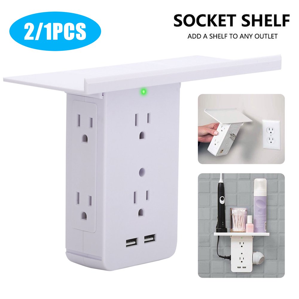 2/1 Pcs Socket Shelf, Wall Outlet Shelf Holder Charging Socket Power