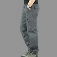 thumbnail image 2 of Jinhomg Cotton Work Pants for Men Big and Tall Comfy Elastic Waist Cargo Pants Big and Tall Casual Solid Straight Outdoor Pants with Pockets Gray XXL, 2 of 5