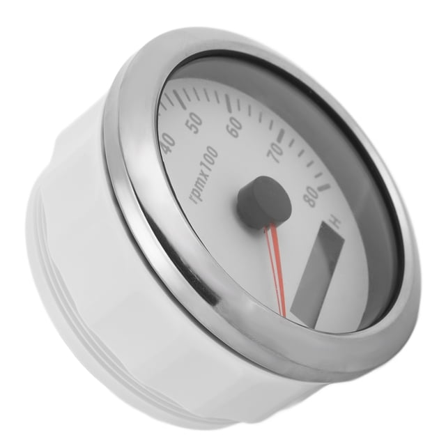 Boat Tacho Gauge, 9-32V DC Tachometer 85mm Pointer Type 0-8000RPM Universal For RVs For Yachts White,Black