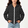 thumbnail image 6 of Xdegoge Tween Girls Polka Dot Zip Up Hoodie Long Sleeve Black Jacket with Pockets Casual Fall Winter Outerwear Sweatshirts, Size 9-10, 6 of 7