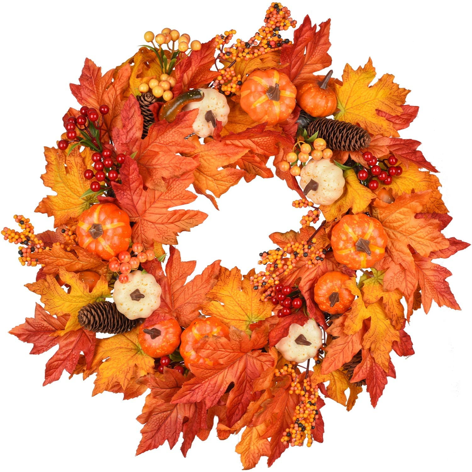 Fall Wreath Fall Decor Monogram Wreath with Pinecones Fall Berries and Leaves Wreath Fall Colors 22 inch shown Autumn Fall Decor