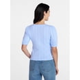 thumbnail image 4 of Time and Tru Women's Pointelle Top with Short Sleeves, Sizes XS-XXXL, 4 of 6