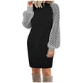 thumbnail image 2 of TopLLC Longues Robe à Manches à Col Rond Mode Femmes Chandail à Manches Longues Patchwork Décontracté Robe Chandail à Col 0 Robe Femmes, 2 of 5