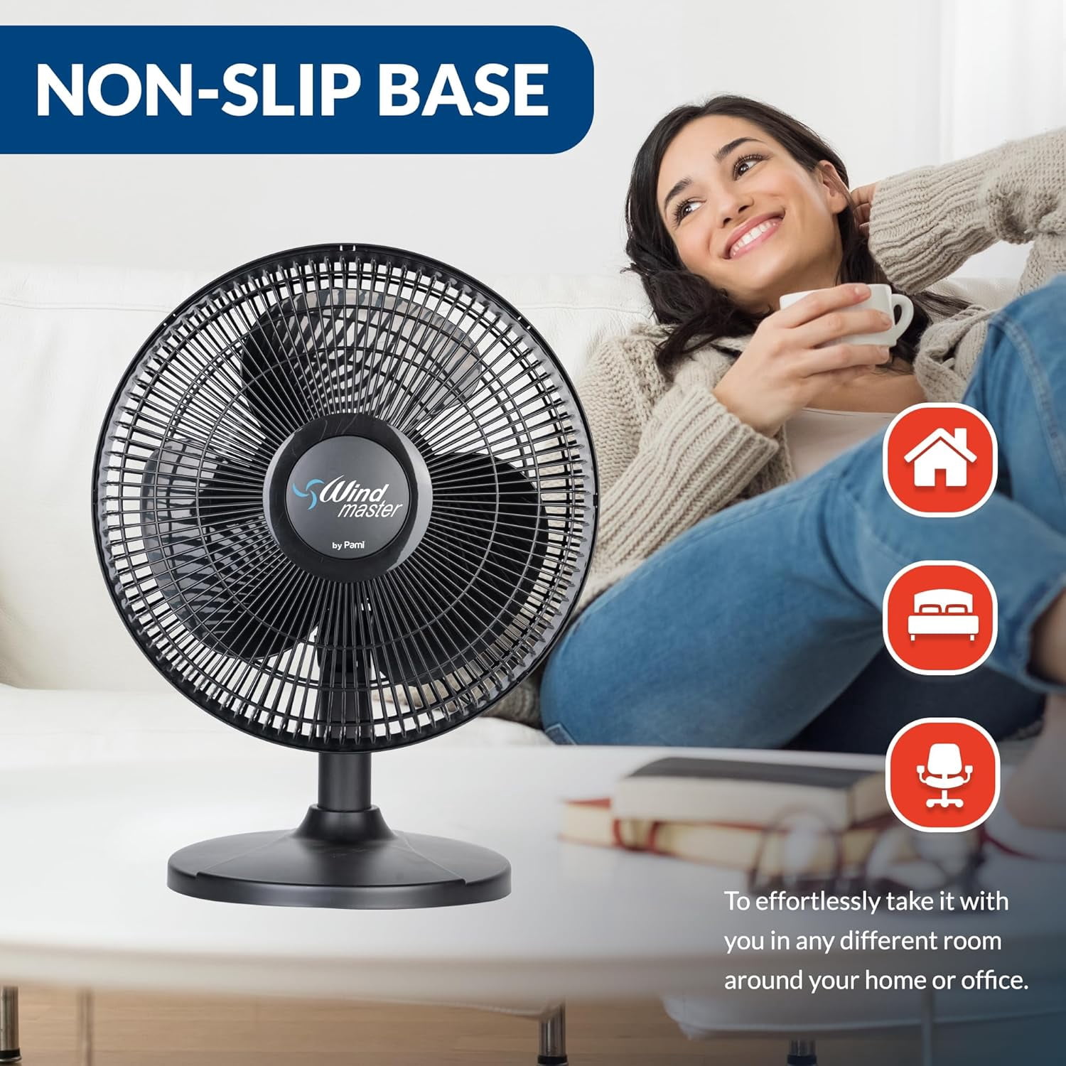 PAMI 16" Oscillating Desk Fan, Portable Table
