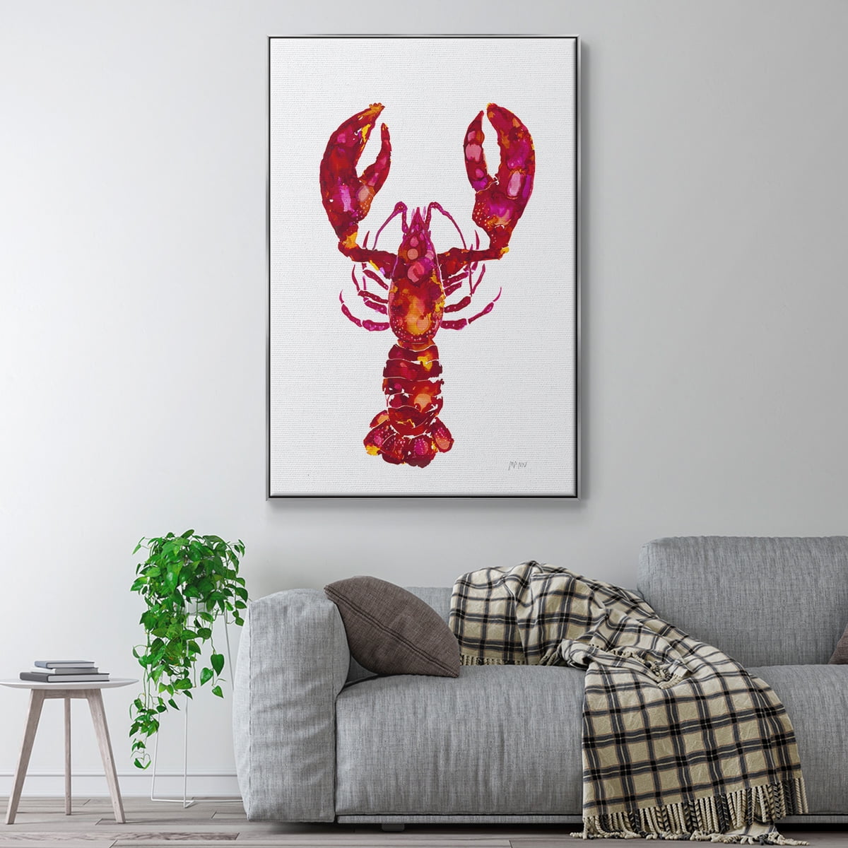 Lobster Framed Premium Gallery Wrapped Canvas - Ready to Hang - 17 x 25 - Silver Floating Frame