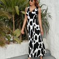 thumbnail image 6 of Cow Print&nbsp;black White Dress Summer Street Style Bohemia Long Dresses Female Sleeveless Printed Maxi Dress, 6 of 9