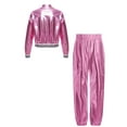 thumbnail image 4 of HULIJA Boys Metallic Bomber Jacket and Pants Modern Jazz Dance Clothing Set Hip Hop Dancing Outfits Pink 8, 4 of 7