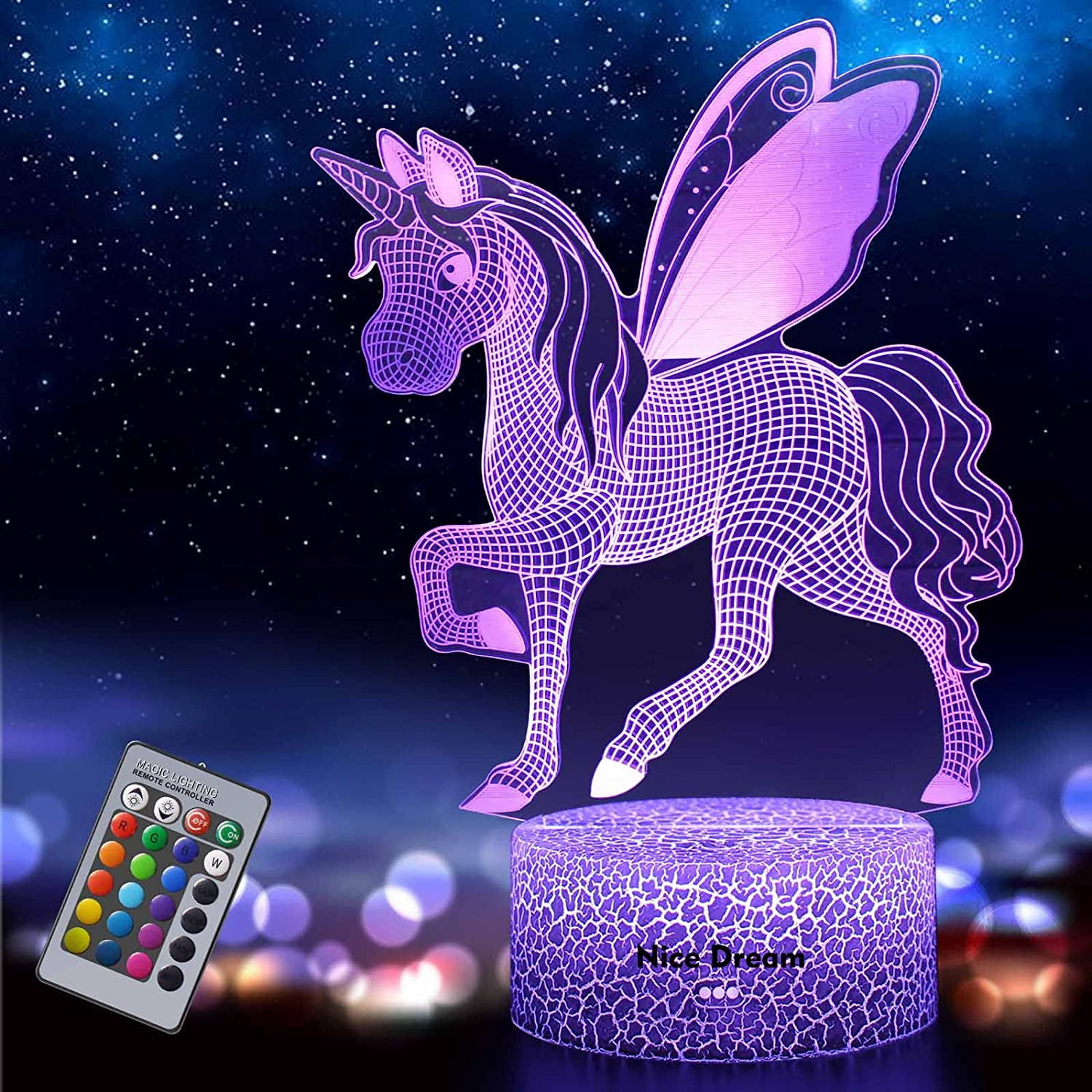 4 Pcs Unicorns Gifts For Girls, 3d Illusion Lamp Unicorn Lights For Kids  Room, 16 Colors Changing & Remote Control Unicorn Toys For Room Kids Xmas  Bir
