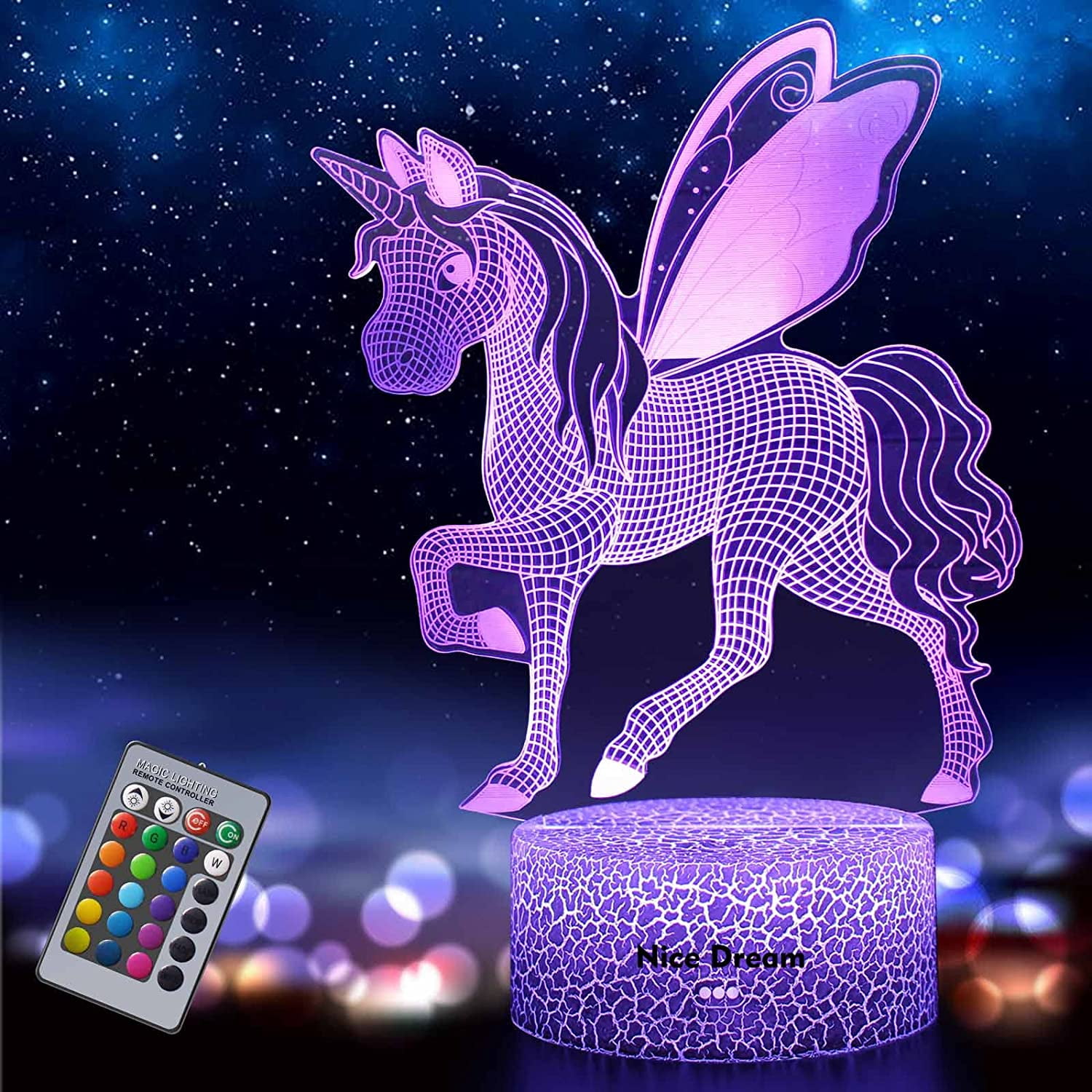 One Fire Unicorn Night Light for Children s Room Rechargeable 16 Colors Dimmable LED Gifts for Girls Walmart
