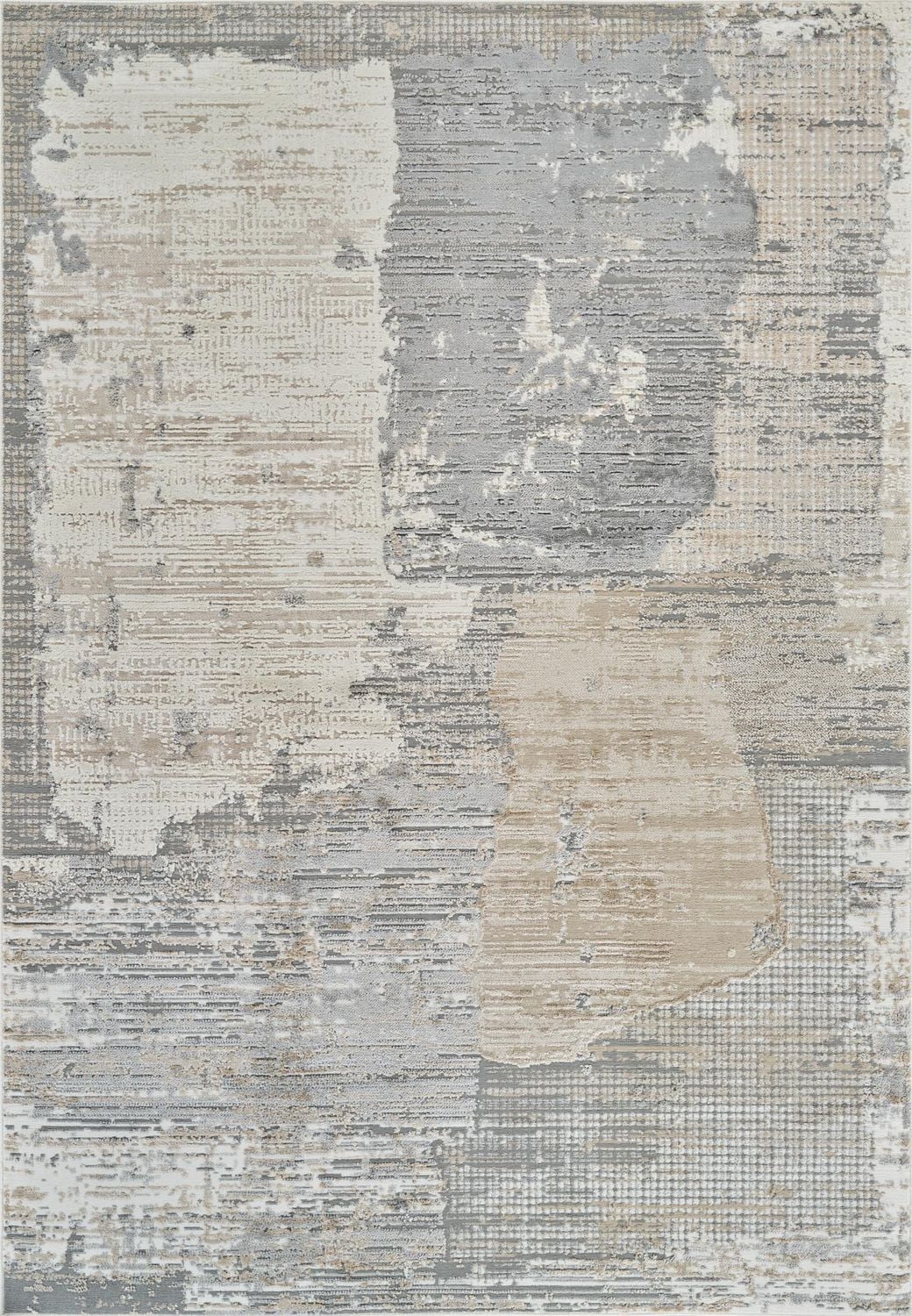 Tapis d'interieur abstrait Rug Branch Nomad, gris creme, moderne - Salon, chambre, salle a manger et cuisine