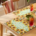 thumbnail image 4 of Yellow Spring Sunflowers Placemats Set of 4 Light Green Striped Country Place Mats Indoor Wipeable Table Mats Washable Cloth Dining Table Placemats for Kitchen Holiday Party Home Decor 13x19 Inch, 4 of 9