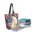 thumbnail image 2 of FORMRS Womens Canvas Tote Bag with Zipper Inner Pocket Shoulder Handbag, Baseball Pattern, 2 of 7