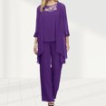 thumbnail image 1 of Cárdigan Vestido de gasa de 3 piezas, traje ahuecado para mujer, cárdigan, chaleco, pantalones, traje de vacaciones Cgtredaw Púrpura T XXL para Mujer, 1 of 6