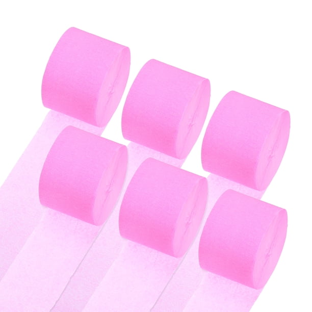 Uxcell Cintas de Papel Crepé 6 Rollos 492 pies para Decoración, Rosa Claro (1.8 in x 82 ft/Rollo)
