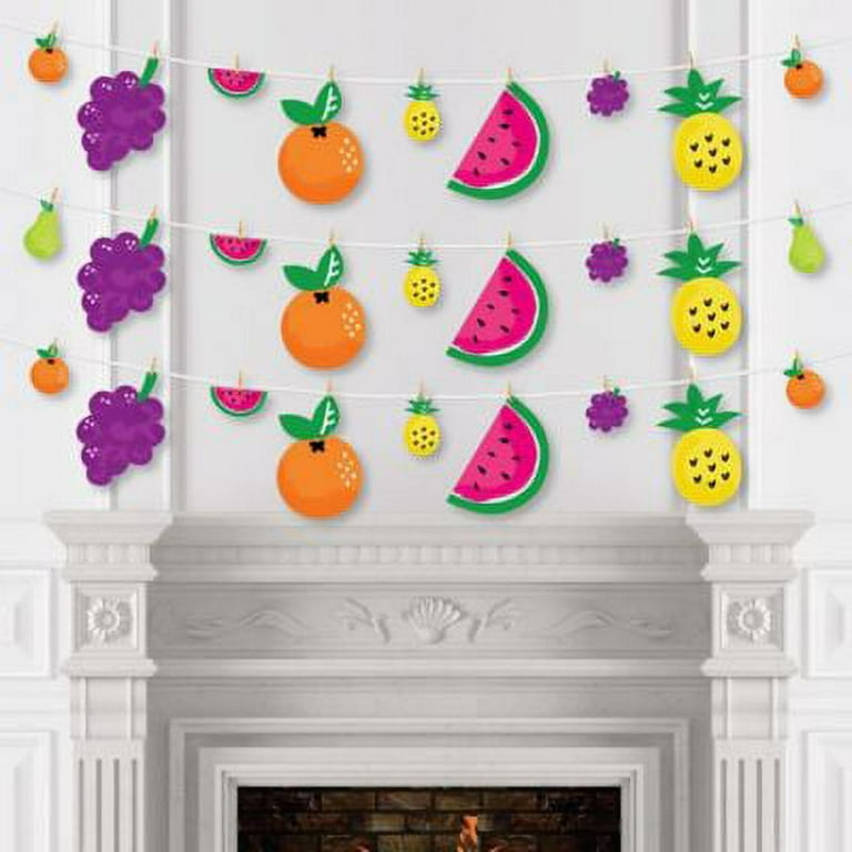 Big Dot Of Happiness Tutti Fruity Party Garland - 44 Piece DIY Clothespin Banner Decorations