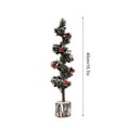 thumbnail image 3 of Arbre de Pin Artificiel Enneigé de 24 Pouces avec Baies Rouges et Base en Bois, Décoration de Table pour les Fêtes d'Hiver, Accent de Sapin de Noël Festif, 3 of 5