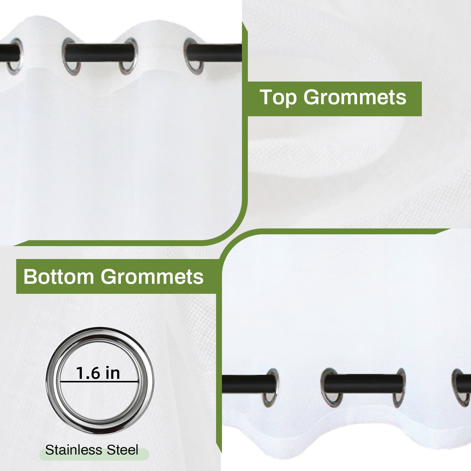 BTTO Patio Sheer Windproof & Waterproof Outdoor Curtain for Porch Yard Lawn Garden, Divider Window Screening Gauze Top & Bottom Fixed Eyelets, 1 Panel