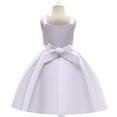 thumbnail image 4 of Fashion Bodysuit for Kids Little Girls Summer Party Solid Ruffle Short Sleeve Bow Tie Dress Size for 3 to 8Y, 4 of 5