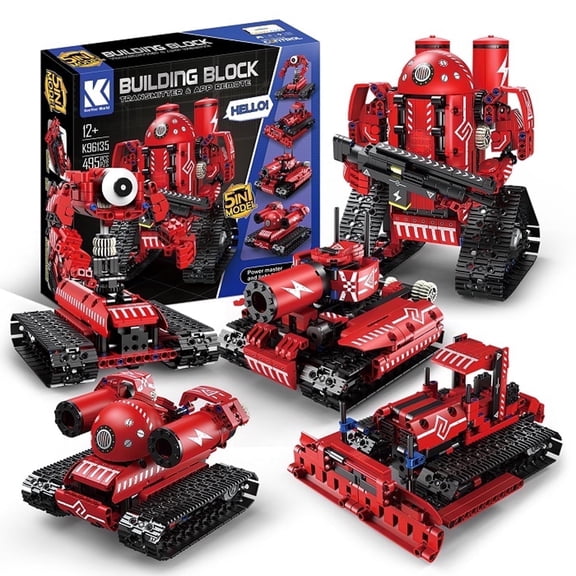 STEM Space Military War Base Building Blocks Set, Remote App Control, Tank, Bullzoder, Robot, 5 in 1