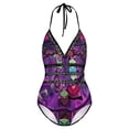 thumbnail image 5 of Invader Zim Women's Swimwear Strap One Piece Backless Tummy Control V Neck Swimsuit Summer Beach Vacation Bathing Suit, 5 of 7
