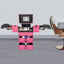 Rose Color  Rolling Makeup Case Rectangular Large Capacity Make up Cosmetic Orgainzer Lockable Portable Cosmetic Organizer Trolley,