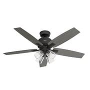 Hunter 52 inch Indoor Ceiling Fan with LED Lights and Remote Control - Black Ceiling Fan, Standard Mount, 5 Blades, For Bedroom, Living Room, or Kitchen - Gatlinburg 52429, Matte Black