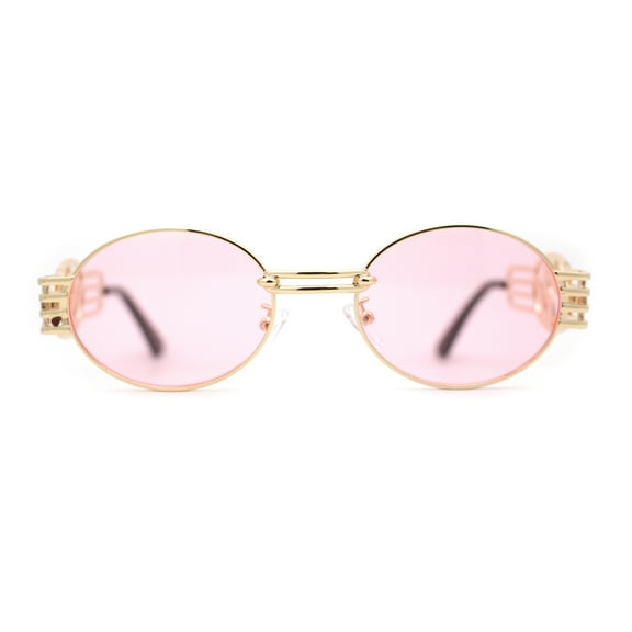 Dragon Emblem Arm Metal Oval OG Sunglasses Gold Pink