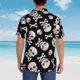 thumbnail image 4 of Balery black white Skull bone Camisas hawaianas de manga corta para hombre, camisas playeras de corte holgado, camisas de vacaciones con botones,Large, 4 of 7