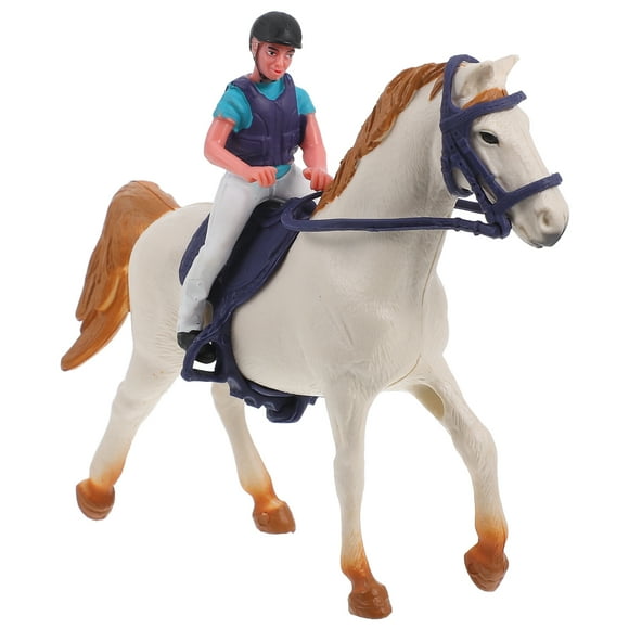 Miangastore Farm Horse Rider Figurine Creative Barn Playset Miniature Toy Model Cowboy Riding Ornament Plastic Horse Figure Home Decor