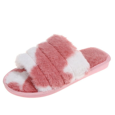 

Winter Women s Casual Shoes Breathable Intdoor Pure Color Flowers Decorated Slippers